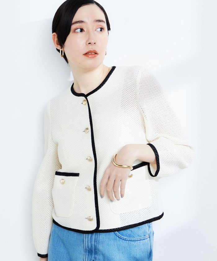 激安通販の セール 15%OFF】ウォッシャブルギマメッシュパイピング ジャケット・アウター