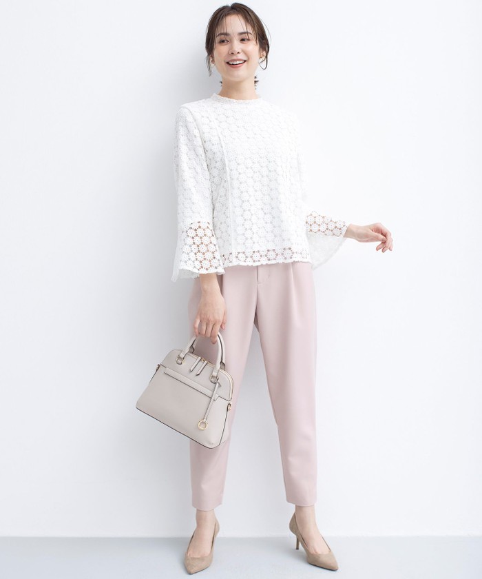Self-Portrait ブロデリーレース フレアミディドレス 関税送料込 セール 30%OFF】【WEB限定】フラワーレース 袖フレアトップス