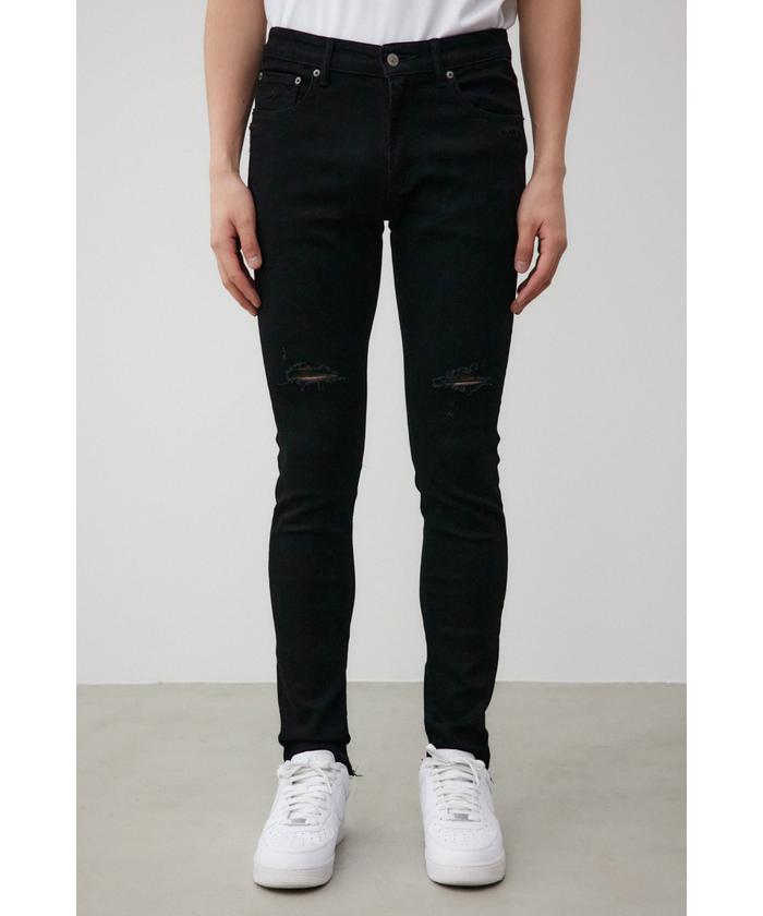 BLACK by MOUSSY ルーズストレートクラッシュデニム 25 BLACK by MOUSSY ルーズストレートクラッシュデニム 25 HW CRASH