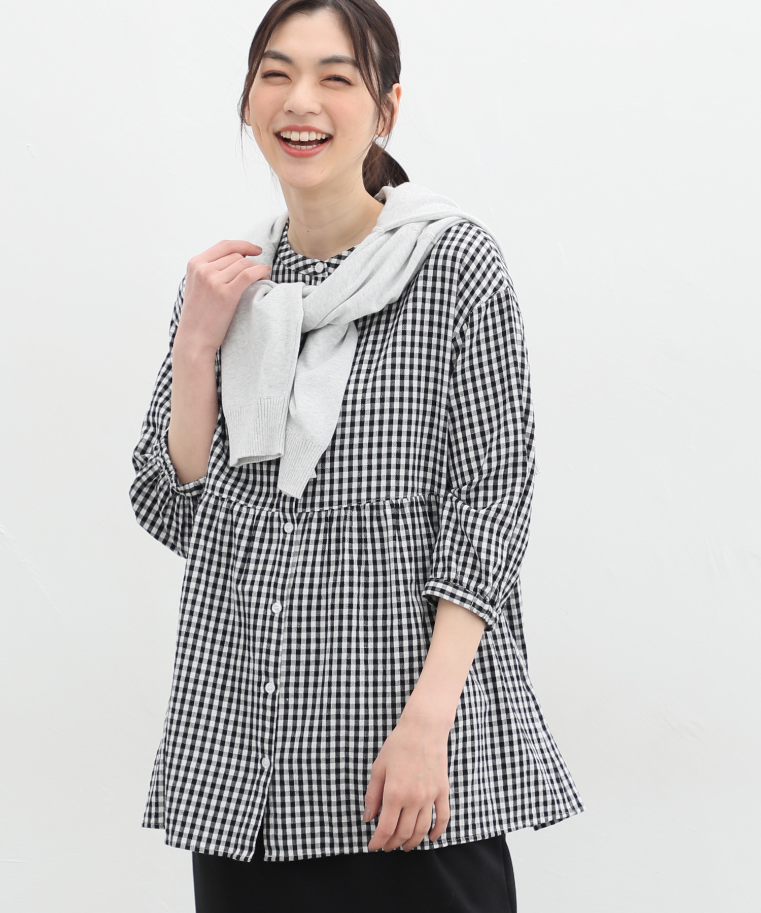 セール 26%OFF】ハニーズ Honeys 8分袖切り替ブラウス トップス