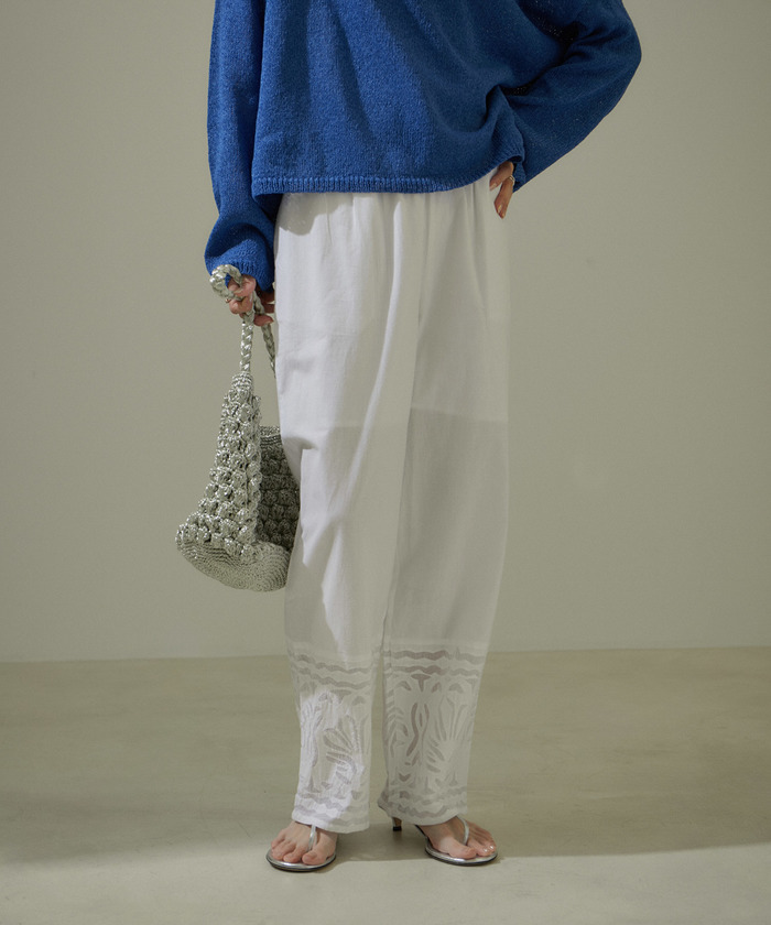 【SALON adam et rope' 】ハンドアップリケ刺繍イージーパンツ 楽天市場】【WEB限定】ハンドアップリケ刺繍イージーパンツ
