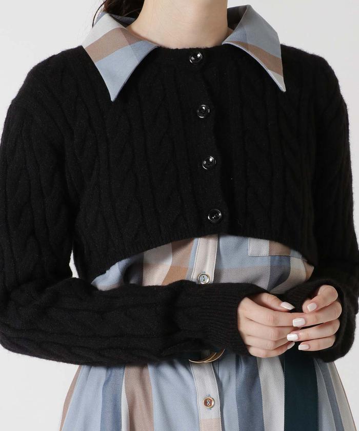 セール 70%OFF】ケーブルクロップド丈カーディガン(504899228
