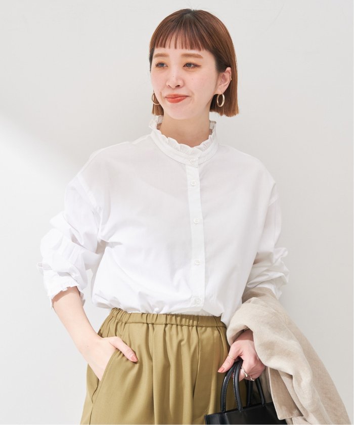 美品 近年 BASCO バスコ スタンドフリル コットンピンタックブラウス 2/ベージュ【2400013007313】 追加》スタンドフリルブラウス(505970296) | ベーセーストック