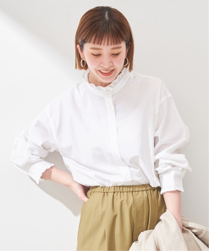 アバルトモン スタンドフリルブラウス ホワイト CLEARANCE-SALE スタンド フリル カラー ブラウス HUIT 全2色