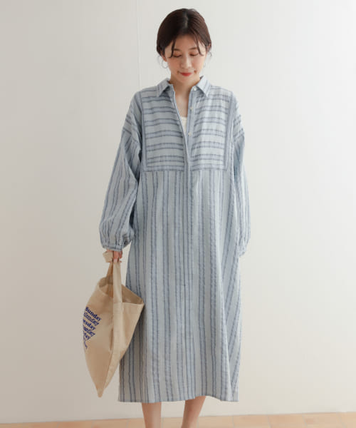 セール 50%OFF】カラミストライプシャツワンピース(505970738