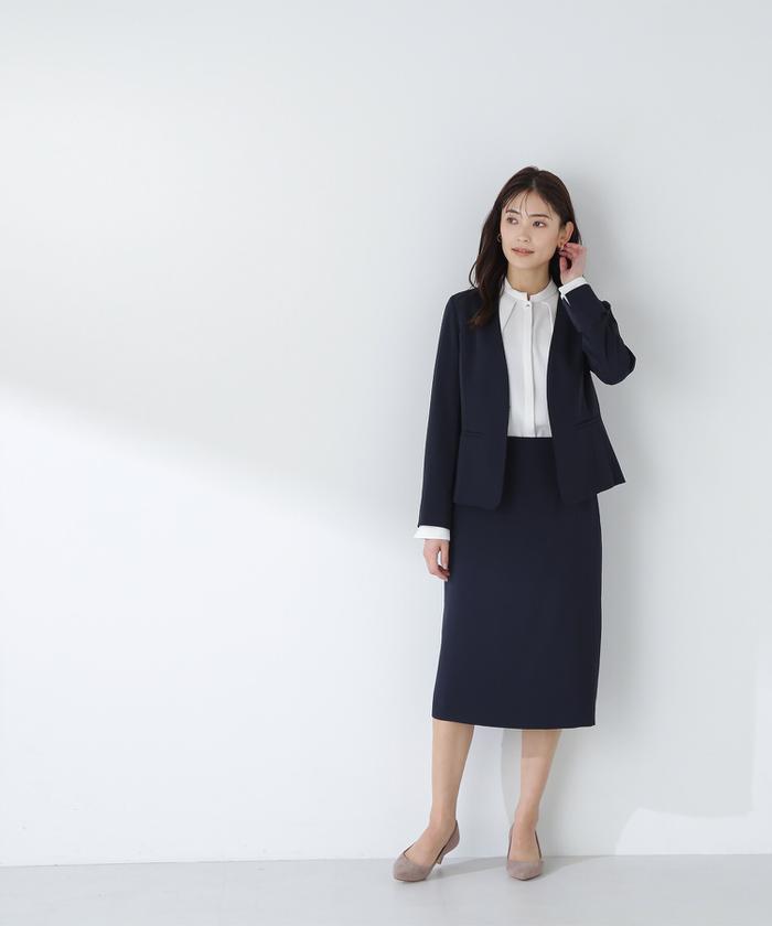 NATURAL BEAUTY BASIC ポリエステルドビーSET UP ポリエステルドビー SETUPシリーズ＞ノーカラージャケット 24SS