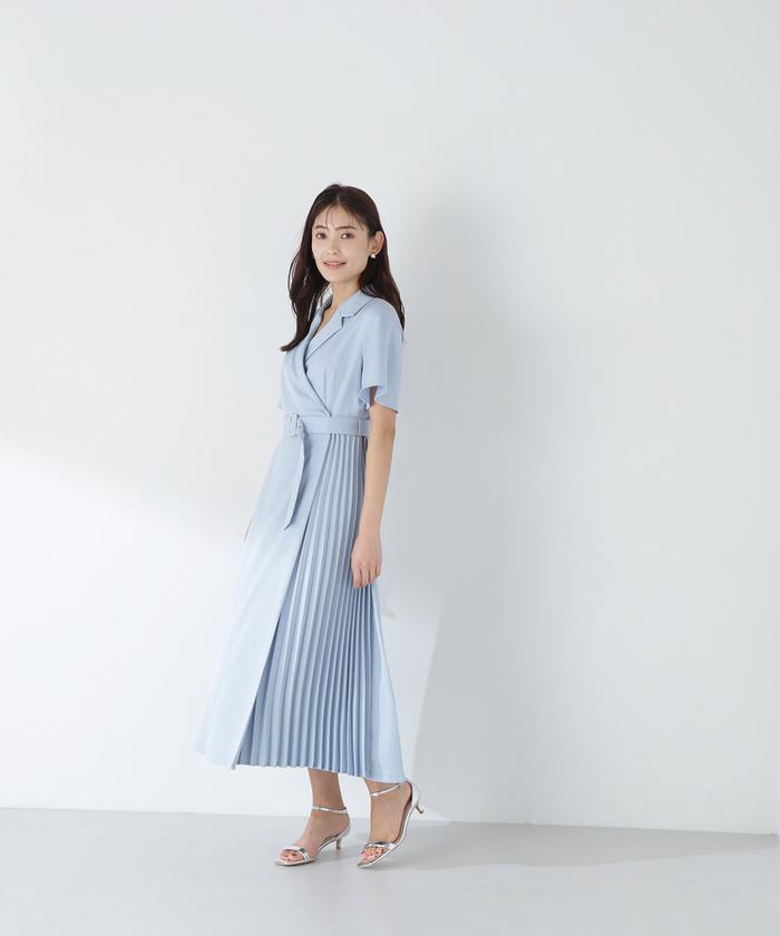 ランキング2025 セール 10%OFF】ベルテッドサイドプリーツワンピース(505968049 ワンピース