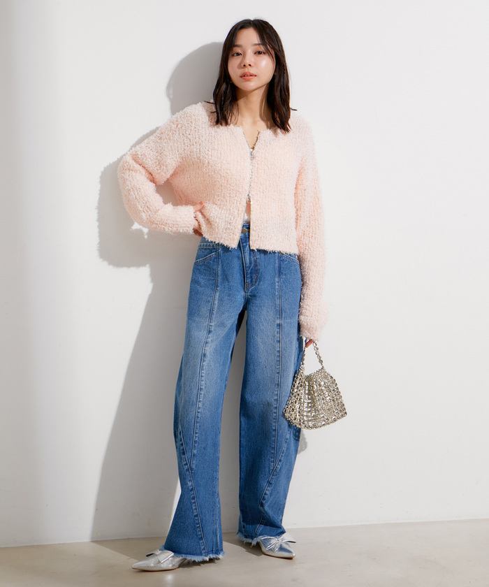 セール 40%OFF】リボンヤーンジップカーディガン(505814918