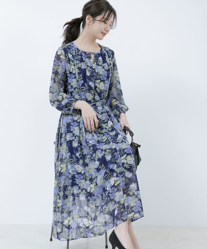 レトロ風 花柄 シフォン ワンピース 楽天市場】【Fashion SALE&半額商品多数&お得クーポン】シフォン
