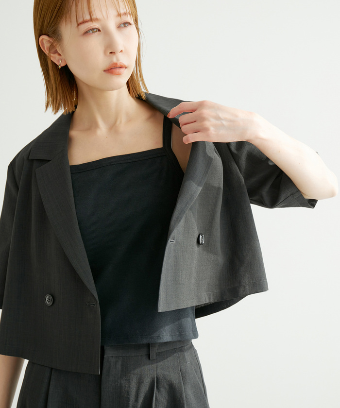 ロペピクニック麻調シアーダブルテーラードジャケット　茶 ダークブラウン　38 楽天市場】【SALE／50%OFF】セットアップ対応/麻調シアーダブル
