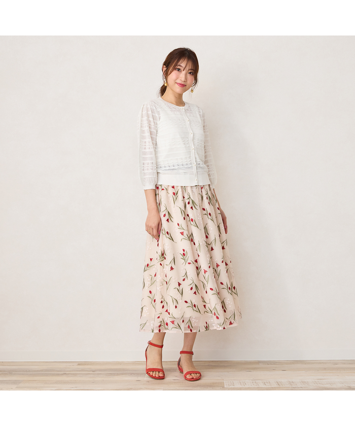セール 50%OFF】チューリップ刺繍フレアスカート(505975409