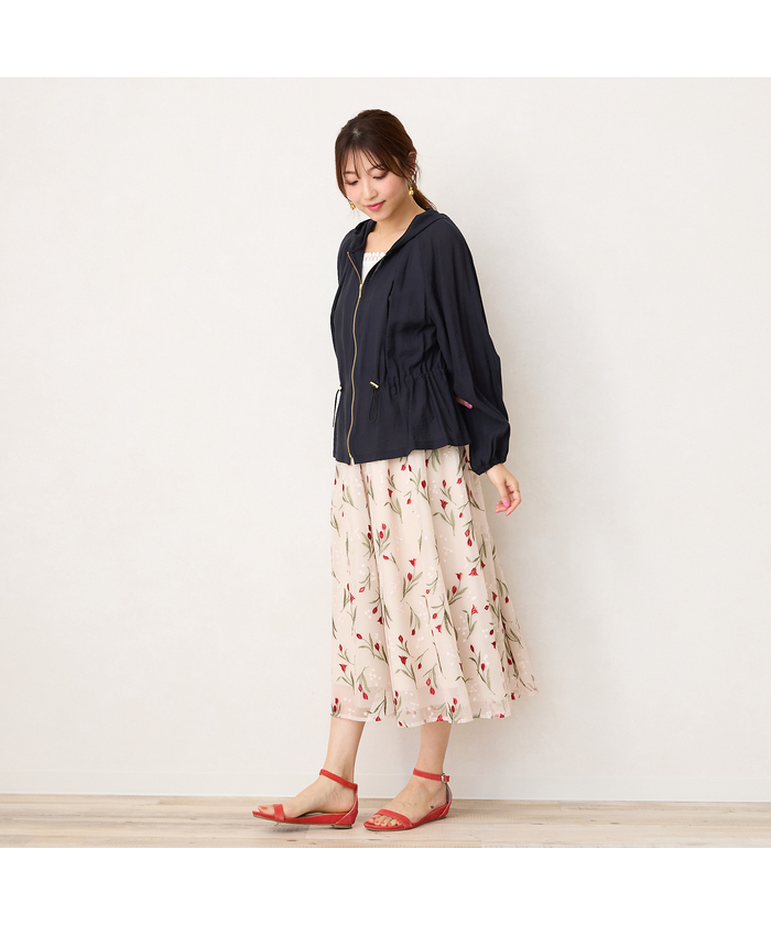 クーポン】【セール 50%OFF】チューリップ刺繍フレアスカート
