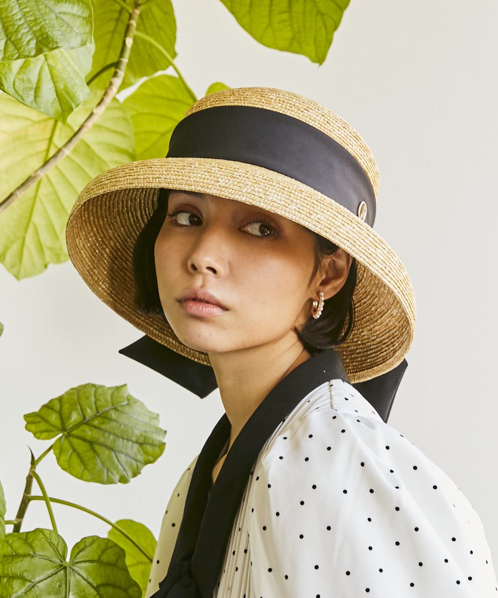 【新品タグ付き】Chapeau d' O カサブランカ Chapeau d' O Straw-B Casablanca Logo | 57.5cm(75) BLACK (01