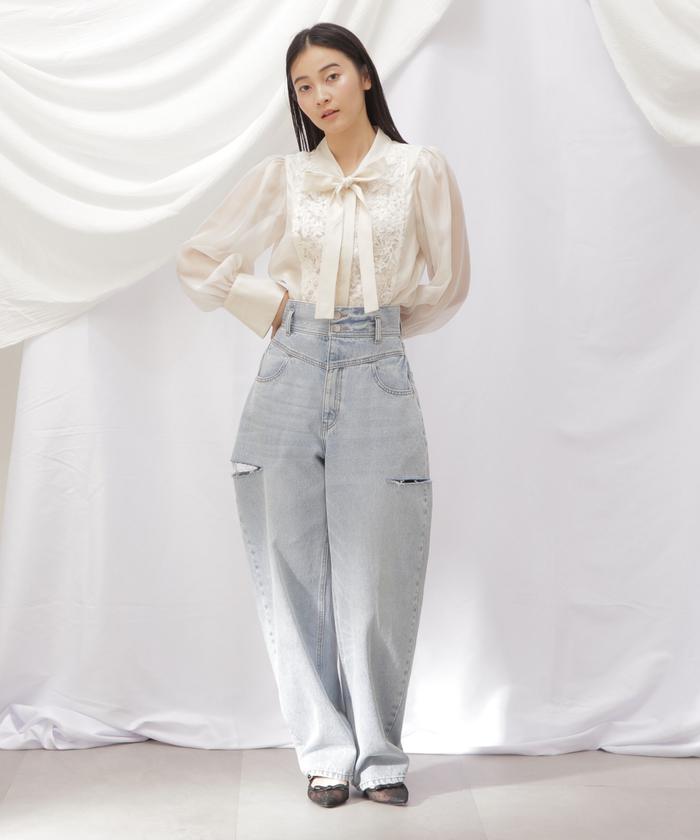 JILLSTUART - JILLSTUART エリサレース刺繍ブラウス オフ