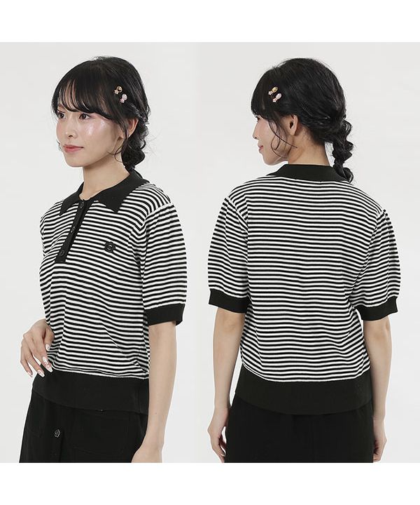 マリークワント MARY QUANT バイカラーデイジーポロ プル マリークワント MARY QUANT バイカラーデイジーポロ プル