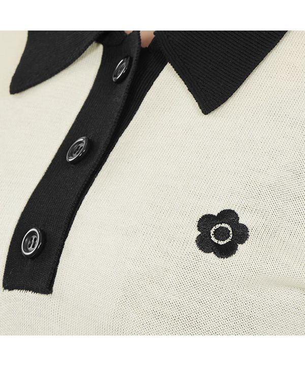 マリークワント MARY QUANT バイカラーデイジーポロ プル マリークワント MARY QUANT バイカラーデイジーポロ プル