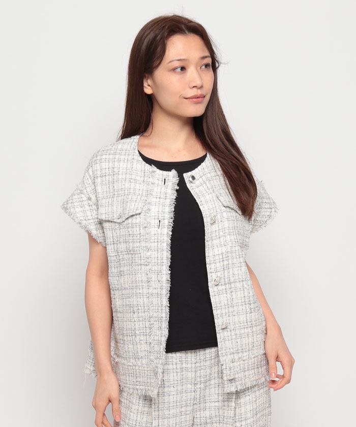 【セオリーリュクス】　ツイードベスト Charlotte Tweed Maty セオリーリュクス】 ツイードベスト Charlotte Tweed Maty