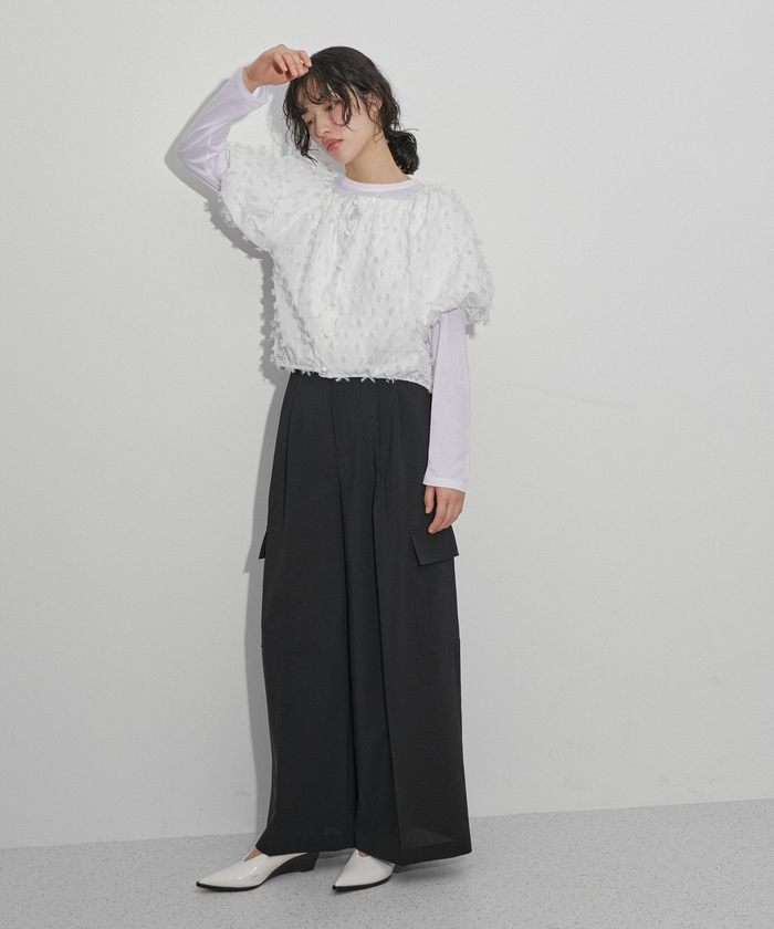 【未使用】完売色！ アダムエロペ ジャガードオフショルブラウス 24SS 未使用】完売色！ アダムエロペ ジャガードオフショルブラウス