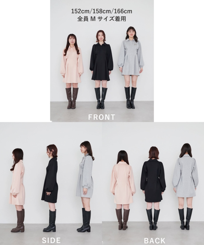 【美品】HAZZYS 165 ポロワンピース ポロ衿ワンピース Msize ぶ厚 ポロワンピース 膝丈ワンピース