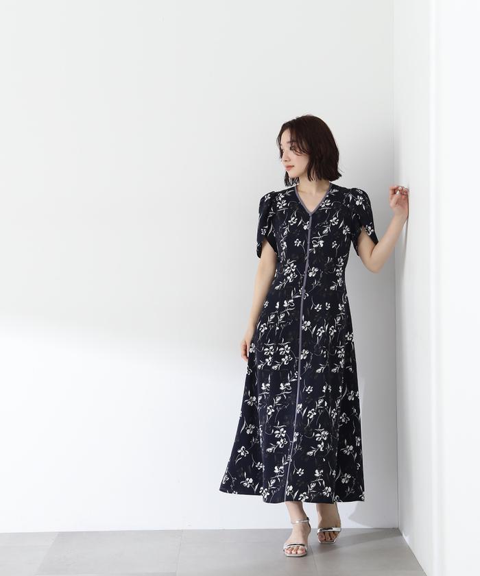 セール 30%OFF】バイカラーフラワープリントワンピース