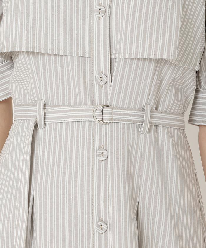 【美品✨】PEARLY GATES ストライプ 半袖シャツワンピース　1 M デコルテあきストライプシャツワンピース(505985765