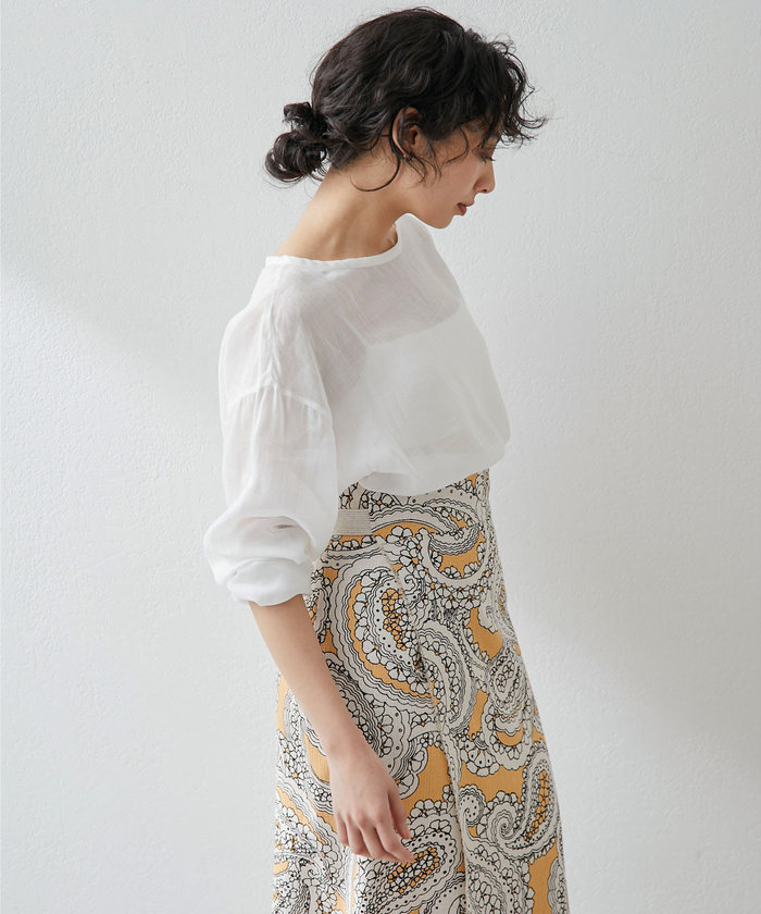 美品♡ウィムガゼット＊ラミープルオーバー ブラウス　リネン　白 ラミープルオーバー | Whim Gazette(ウィム ガゼット)レディース