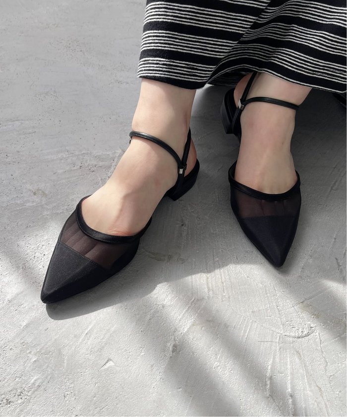 極美品【ルタロン】（24.5）ポインテッド リボン ミュール