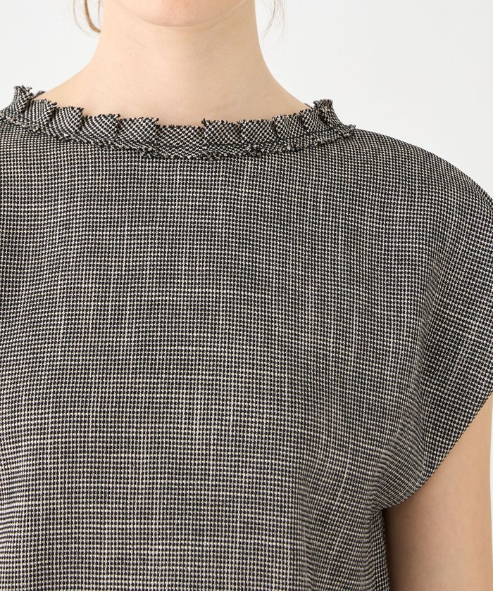セール】ポリエステルレーヨンカラミ フレンチスリーブブラウス