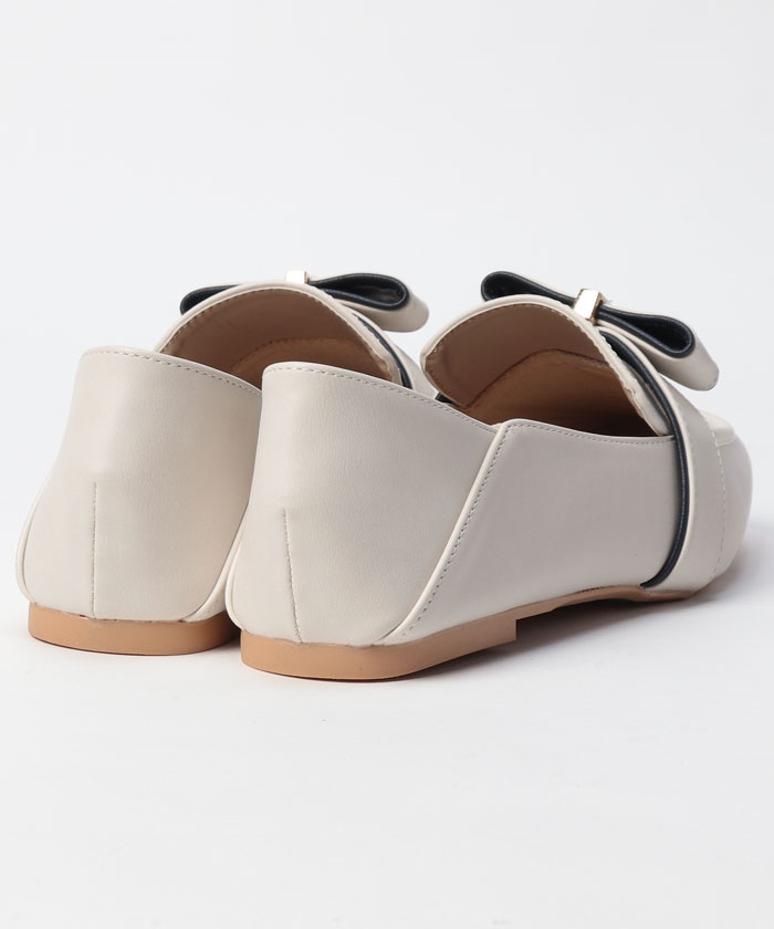 セール 70%OFF】バイカラーフラットリボンソフトローファー