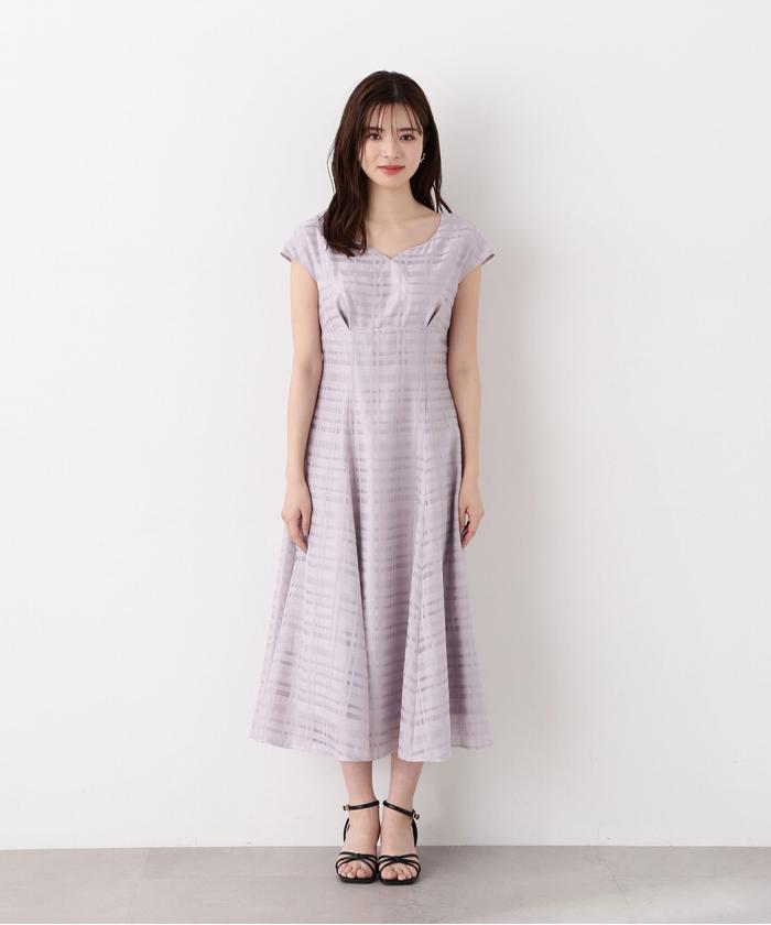 セール 50%OFF】シアーチェックフレンチスリーブワンピース
