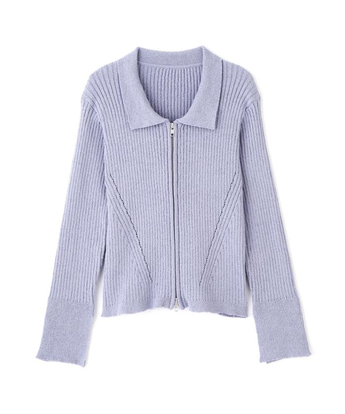 セール 50%OFF】襟付きダブルジップリブニットカーディガン