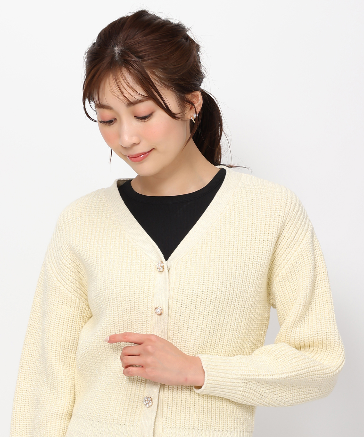 MISCH MASCH❤︎大人可愛いビジュー釦カーディガン セール】ミッシュマッシュ MISCH MASCH 【2024春夏新作