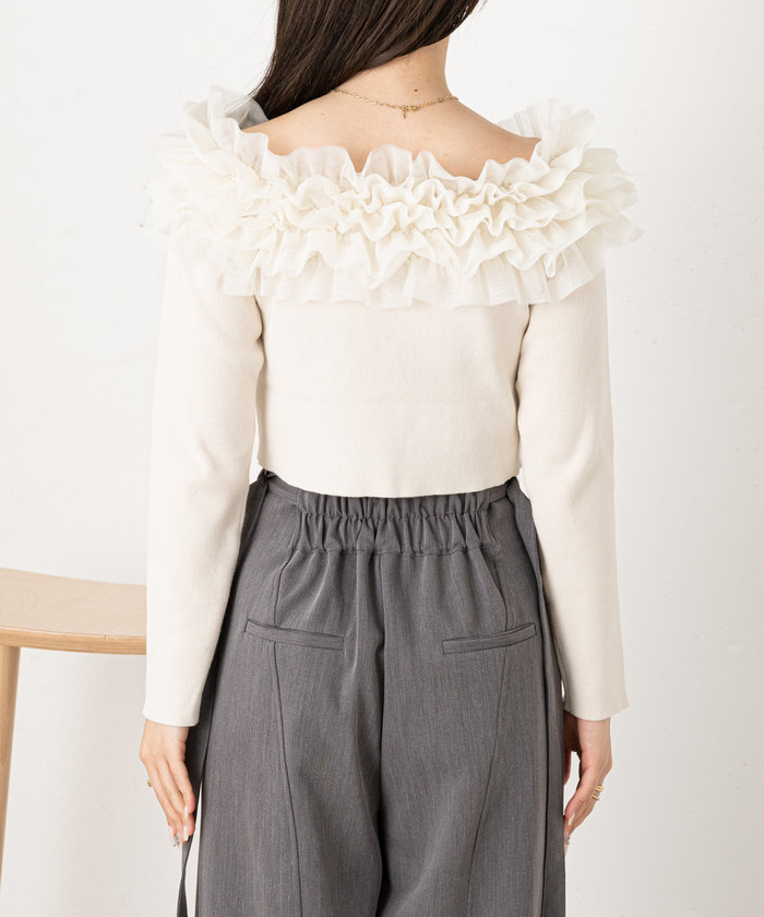 セール 60%OFF】【Chico】チュールボリュームオフショルニット