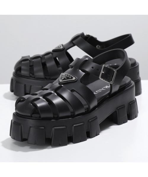 PRADA サンダル 1X853M 3LKK ラバー グルカ メッシュ(505989759 