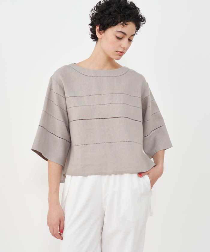 クーポン】【セール 30%OFF】リブコンビフレンチリネン ボート