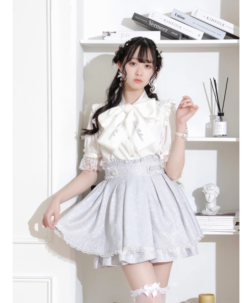 新品　今季　エイミーロウ　フリルジャガード ボクシィスカート セール】【forksy.】フリルジャガードナロースカート（スカート