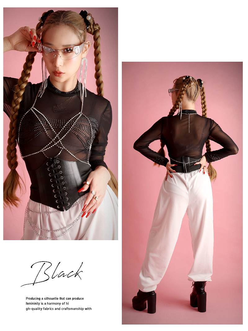 ボムシェル bombshell トップス レオタード シースルー メッシュ