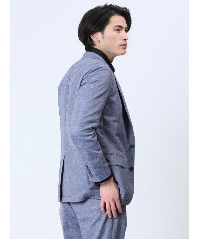 セール】TechLinen スリムフィット 2ボタンジャケット 青 セール】TechLinen スリムフィット 2ボタンジャケット 青