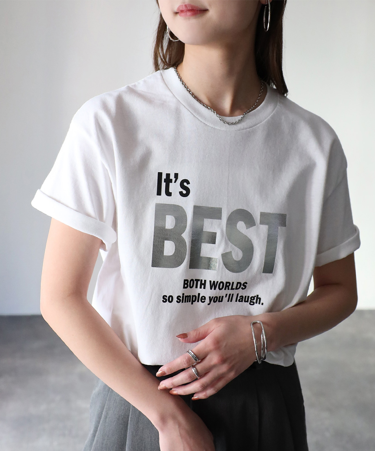 リベリー Riberry It's BEST 箔シルバープリントロゴTシャツ リベリー Riberry It's BEST 箔シルバープリントロゴTシャツ