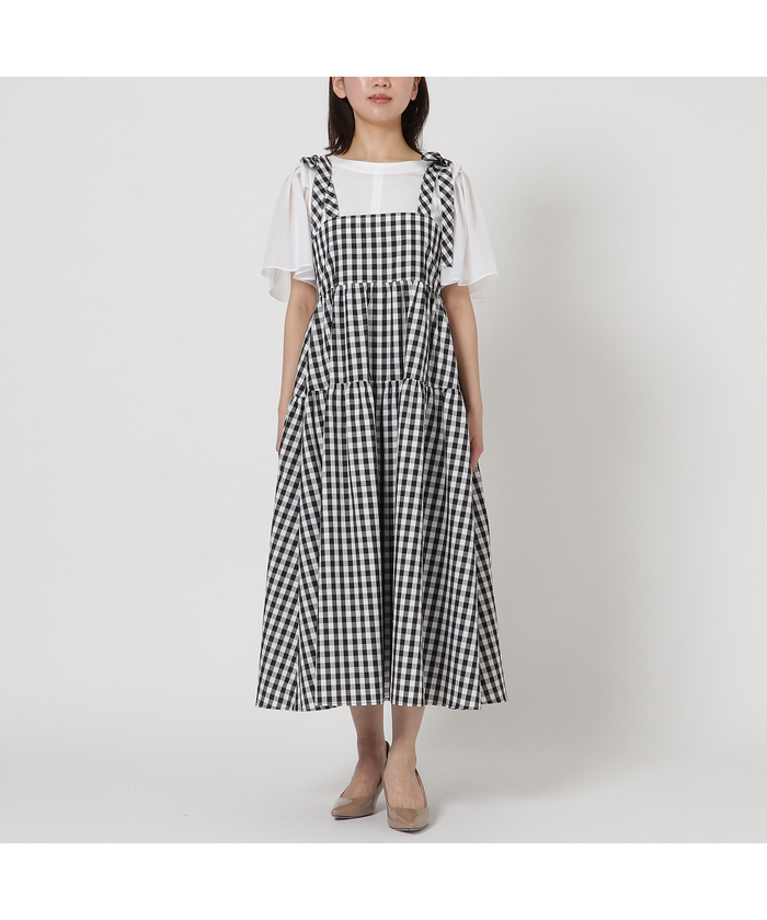 セール 50%OFF】ギンガムチェックビスチェ風ワンピース セール 50%OFF】ギンガムチェックビスチェ風ワンピース