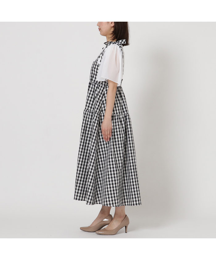 セール 50%OFF】ギンガムチェックビスチェ風ワンピース セール 50%OFF】ギンガムチェックビスチェ風ワンピース