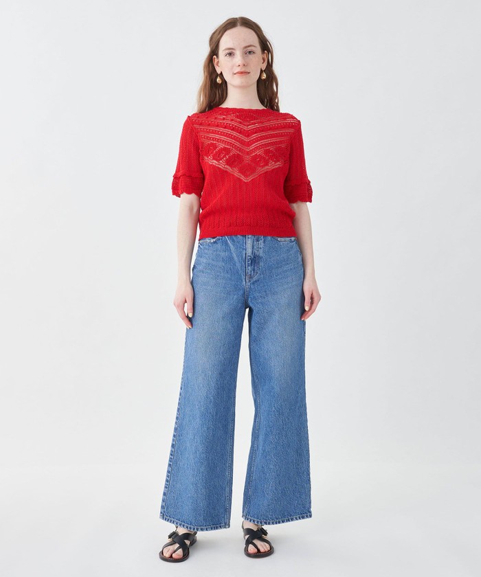 極美品⭐︎ MACPHEE レーシーニット ハーフスリーブプルオーバー 楽天市場】【SALE／40%OFF】レーシーニット ハーフスリーブプル