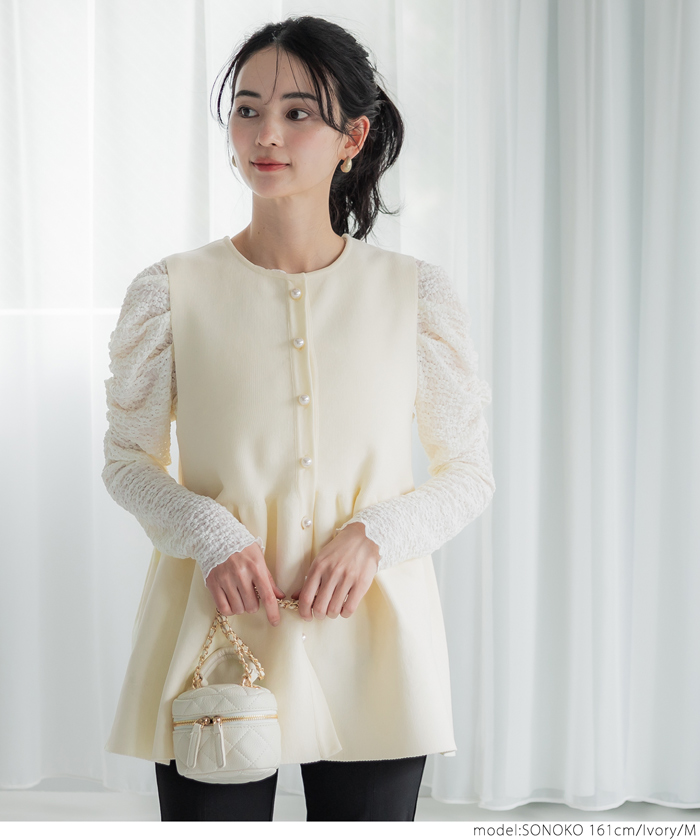 Dolce & Gabbana パール付き　ニット　ベスト Dolce & Gabbana パール付き ニット ベスト - トップス