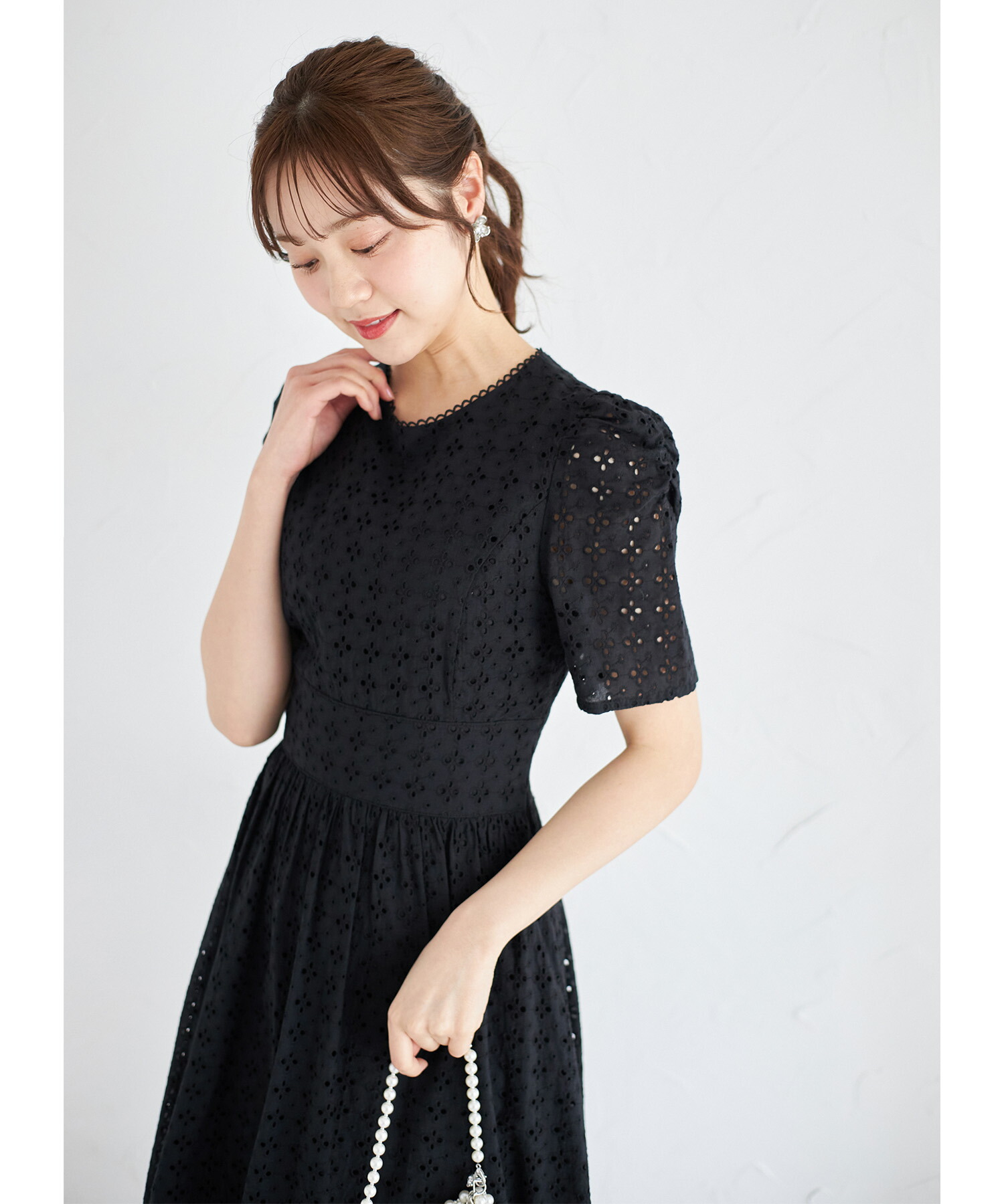 新品armoire caprice美ラインバックレース切替黒トレンチ トッコクローゼット tocco closet バックレースアップギャザー