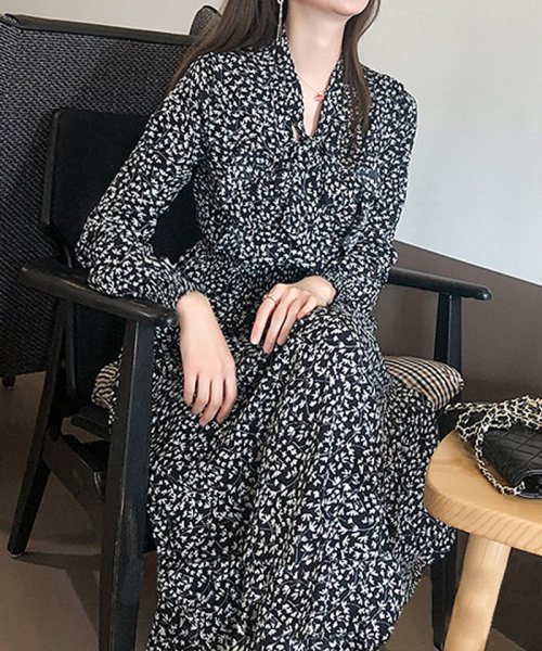 セール】ショッピングゴー shoppinggo ロングフレアワンピース 花柄 