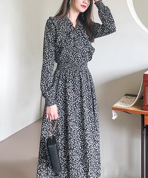 セール】ショッピングゴー shoppinggo ロングフレアワンピース 花柄 