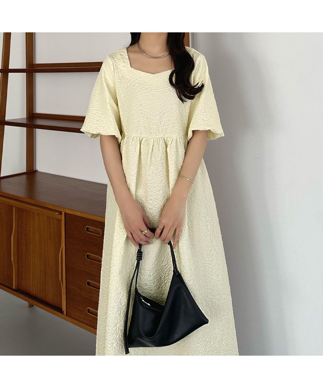 【N°21】クレープ素材 ボウタイ フレアワンピース 裏地付 JILL by JILL STUART（ジルバイジルスチュアート）の