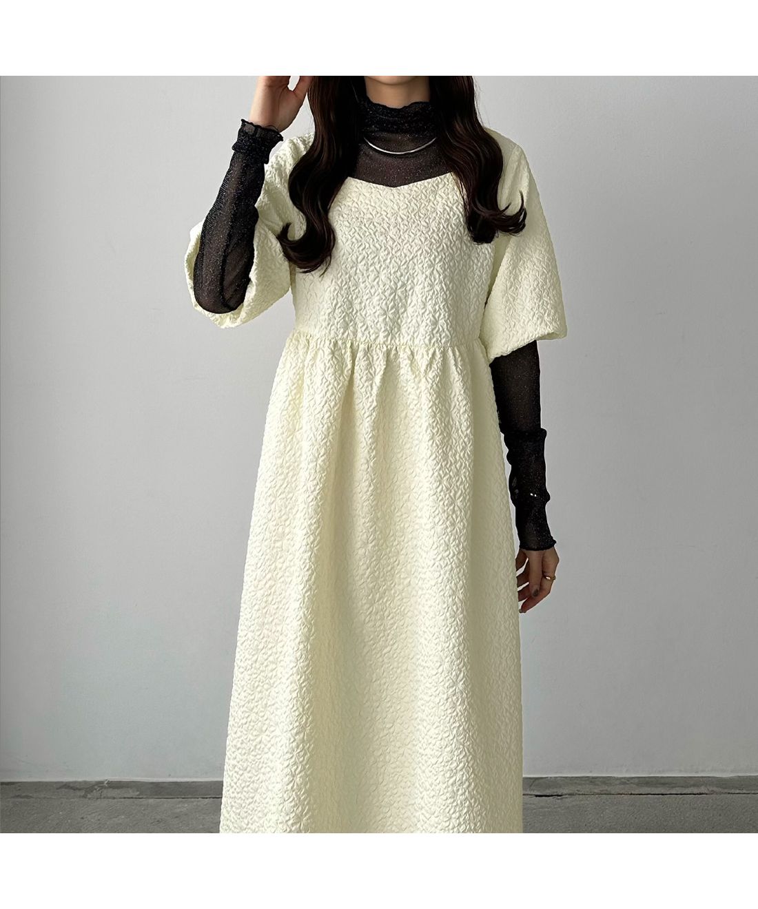 【N°21】クレープ素材 ボウタイ フレアワンピース 裏地付 JILL by JILL STUART（ジルバイジルスチュアート）の