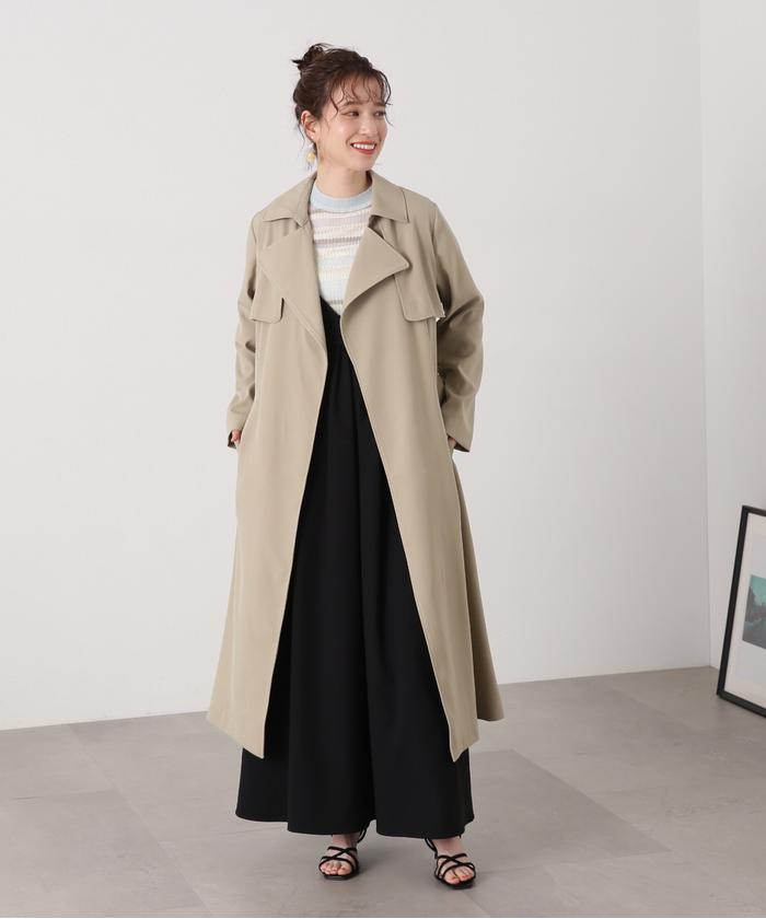 セール 50%OFF】とろみガウントレンチコート《S Size Line セール 50%OFF】とろみガウントレンチコート《S Size Line