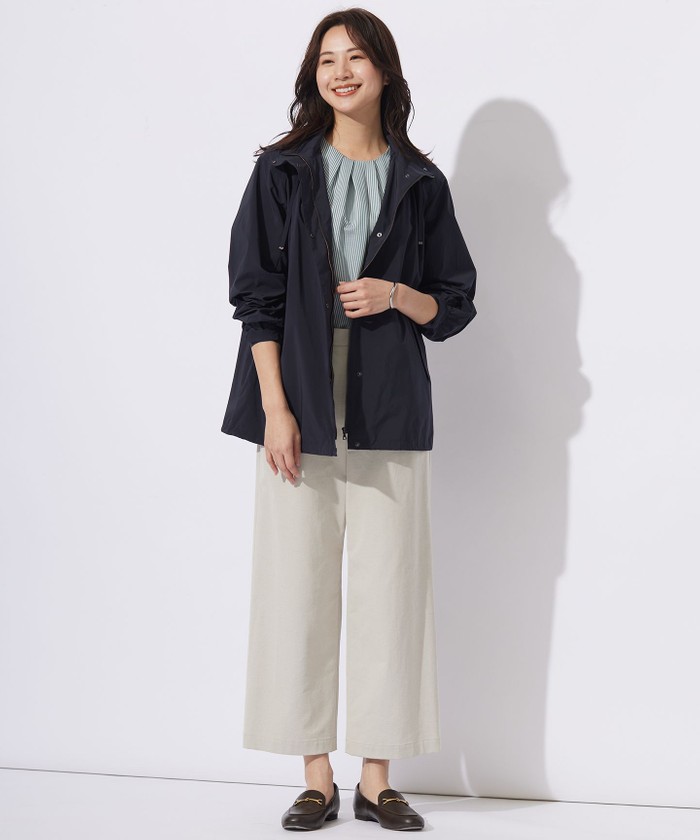 【美品】J.PRESS(ジェイプレス)マイクロタフタフーデッドショートコート/L 卸売りアウター - J．プレス レディス（大きいサイズ）/【洗える